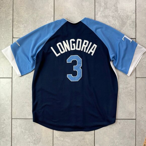 Rare Vintage MAJESTIC Tampa Bay Rays Evan Longoria #3 SEWN Jersey Men’s XL